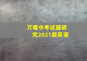 万唯中考试题研究2021版英语