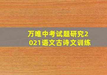 万唯中考试题研究2021语文古诗文训练