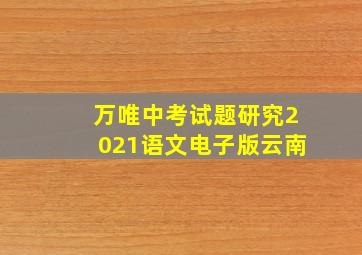 万唯中考试题研究2021语文电子版云南