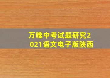 万唯中考试题研究2021语文电子版陕西