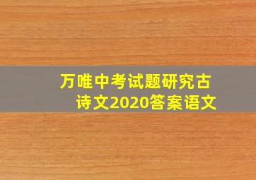 万唯中考试题研究古诗文2020答案语文