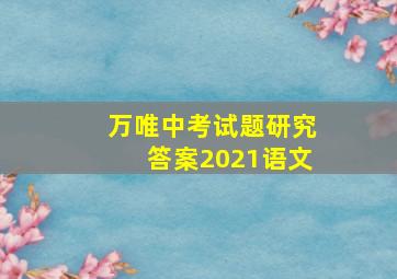 万唯中考试题研究答案2021语文