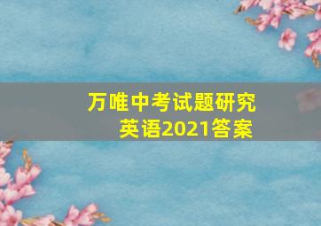 万唯中考试题研究英语2021答案