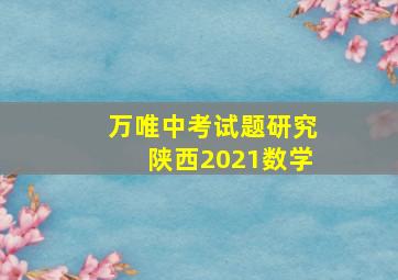 万唯中考试题研究陕西2021数学