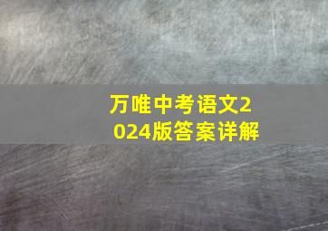 万唯中考语文2024版答案详解