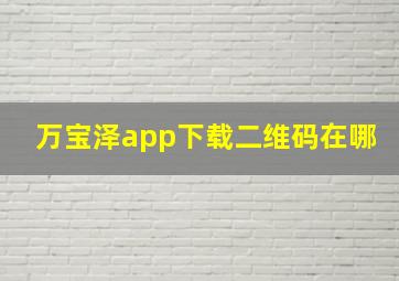 万宝泽app下载二维码在哪