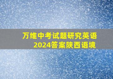 万维中考试题研究英语2024答案陕西语境