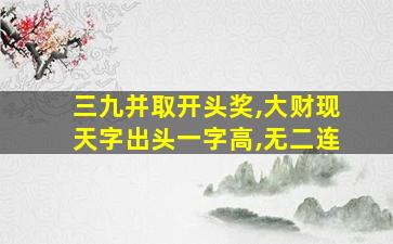 三九并取开头奖,大财现天字出头一字高,无二连