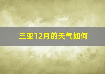 三亚12月的天气如何