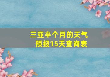 三亚半个月的天气预报15天查询表