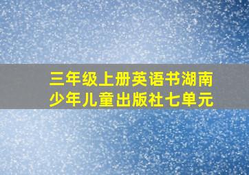 三年级上册英语书湖南少年儿童出版社七单元