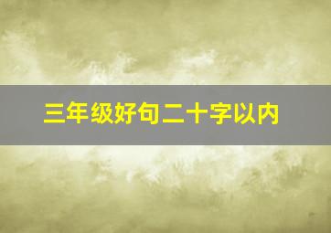 三年级好句二十字以内