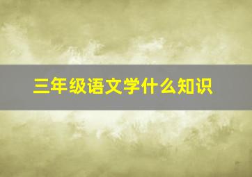 三年级语文学什么知识