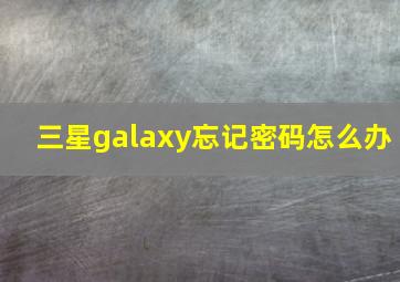 三星galaxy忘记密码怎么办