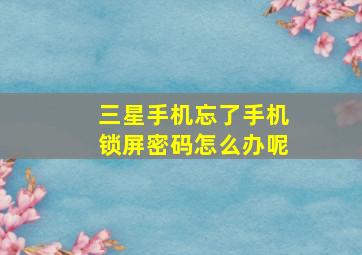 三星手机忘了手机锁屏密码怎么办呢