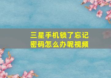 三星手机锁了忘记密码怎么办呢视频