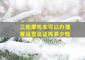 三轮摩托车可以办理客运营运证吗多少钱