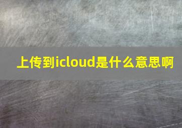 上传到icloud是什么意思啊