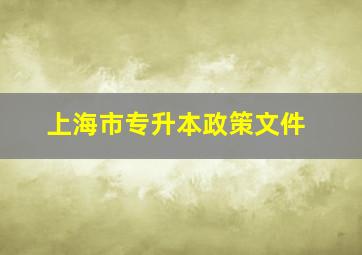 上海市专升本政策文件