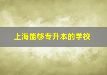 上海能够专升本的学校