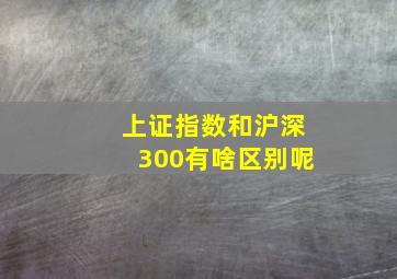 上证指数和沪深300有啥区别呢