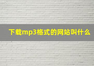 下载mp3格式的网站叫什么