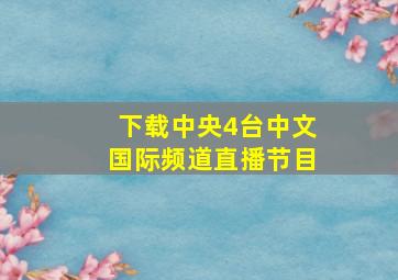 下载中央4台中文国际频道直播节目