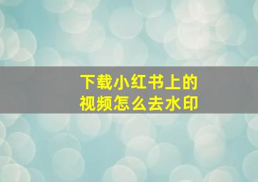 下载小红书上的视频怎么去水印