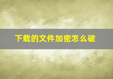 下载的文件加密怎么破