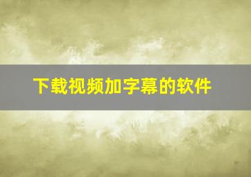 下载视频加字幕的软件