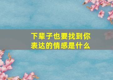 下辈子也要找到你表达的情感是什么