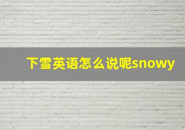 下雪英语怎么说呢snowy