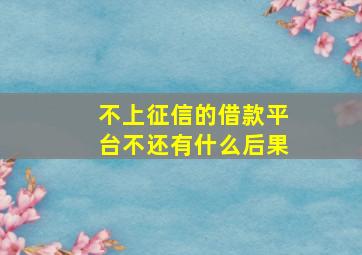 不上征信的借款平台不还有什么后果