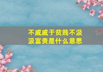 不戚戚于贫贱不汲汲富贵是什么意思