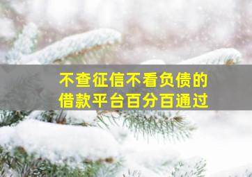 不查征信不看负债的借款平台百分百通过