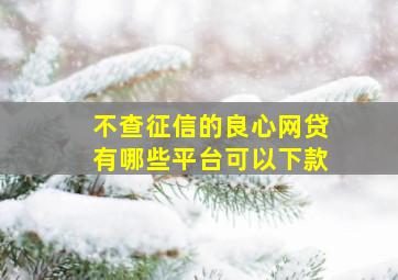 不查征信的良心网贷有哪些平台可以下款