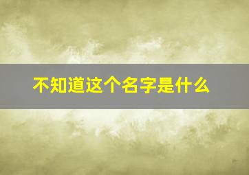 不知道这个名字是什么