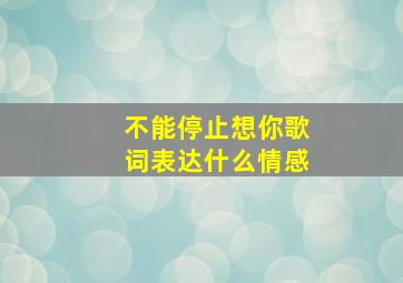 不能停止想你歌词表达什么情感