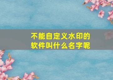 不能自定义水印的软件叫什么名字呢