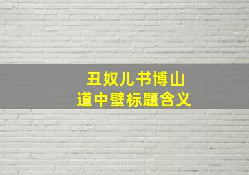 丑奴儿书博山道中壁标题含义