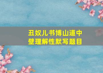 丑奴儿书博山道中壁理解性默写题目