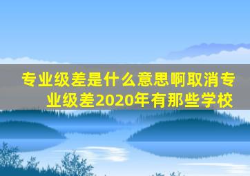 专业级差是什么意思啊取消专业级差2020年有那些学校