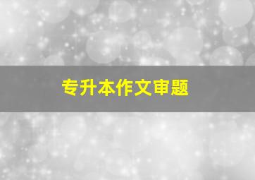 专升本作文审题