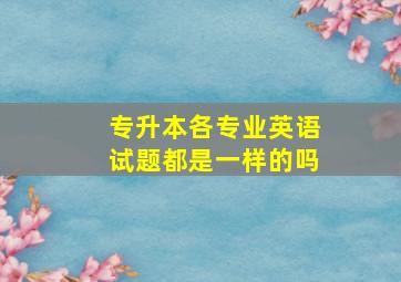 专升本各专业英语试题都是一样的吗