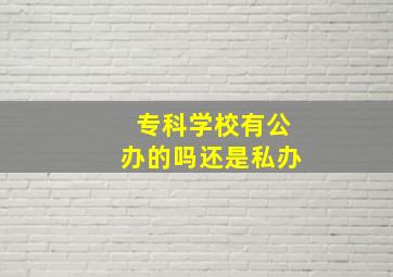 专科学校有公办的吗还是私办