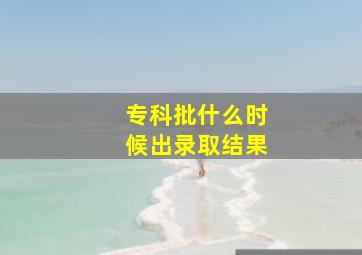 专科批什么时候出录取结果