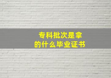 专科批次是拿的什么毕业证书