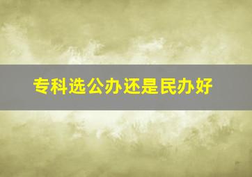 专科选公办还是民办好