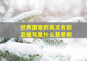 世界国家的英文名称及缩写是什么意思啊