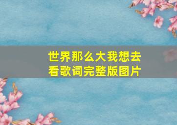 世界那么大我想去看歌词完整版图片